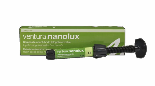 Ventura nanolux dental composite with packaging on a white background