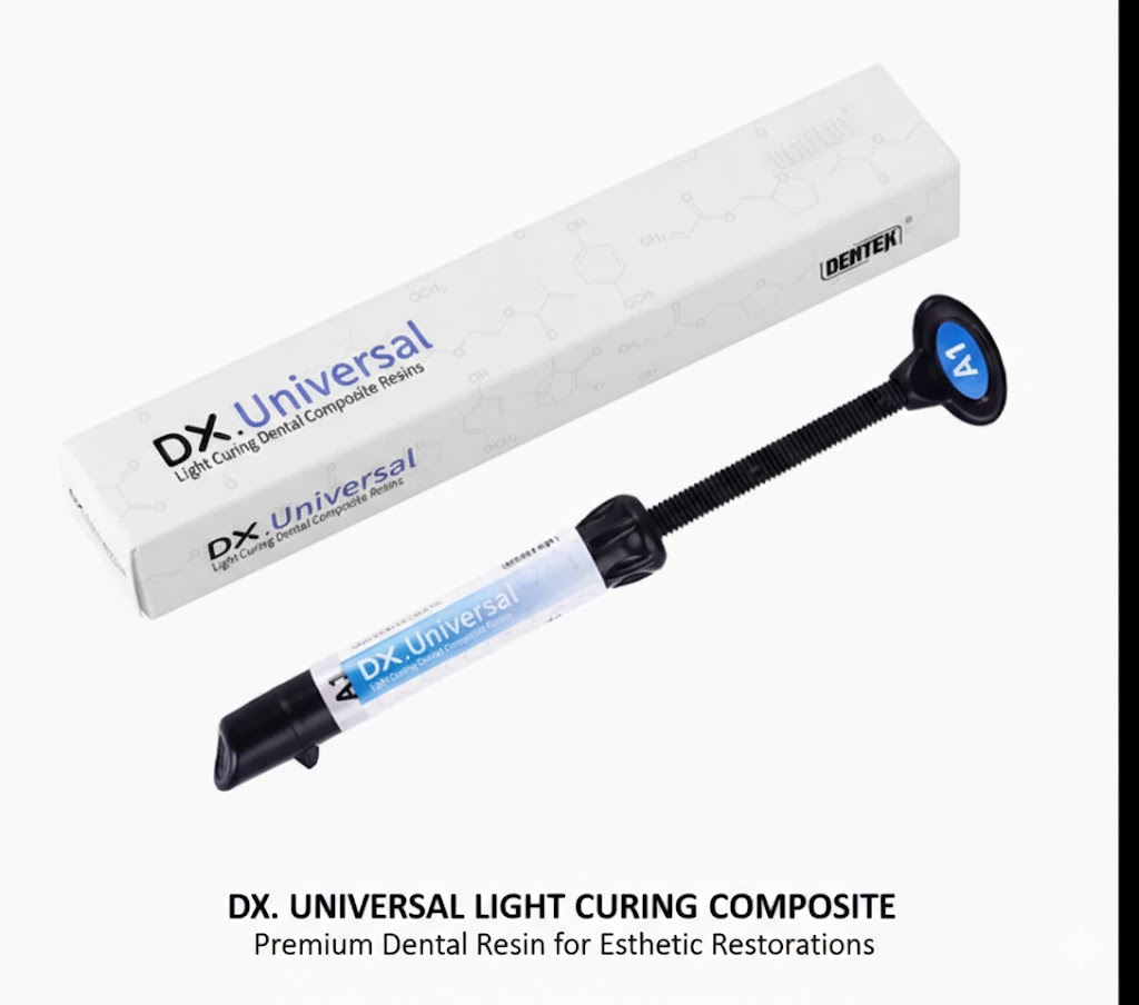 DX Universal light curing composite with packaging on a white background