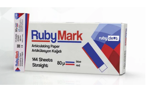Dental articulating paper sheets used for marking occlusal contacts during bite adjustment