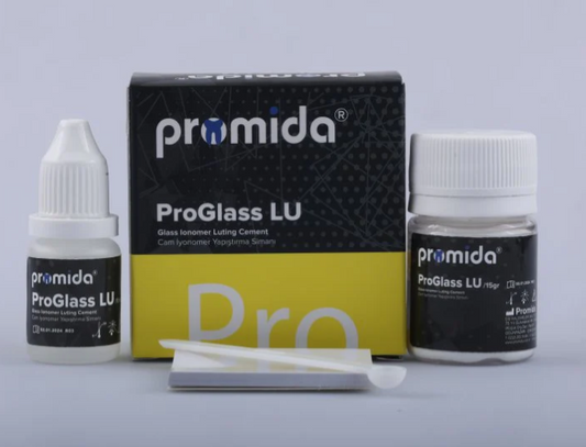 Promida ProGlass LU glass ionomer luting cement powder and liquid set with mixing accessories