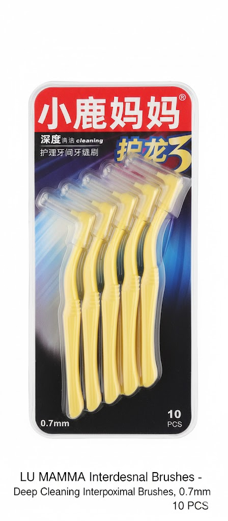 Interdental orthodontic brush set of 10 pieces for cleaning around braces and fixed appliances