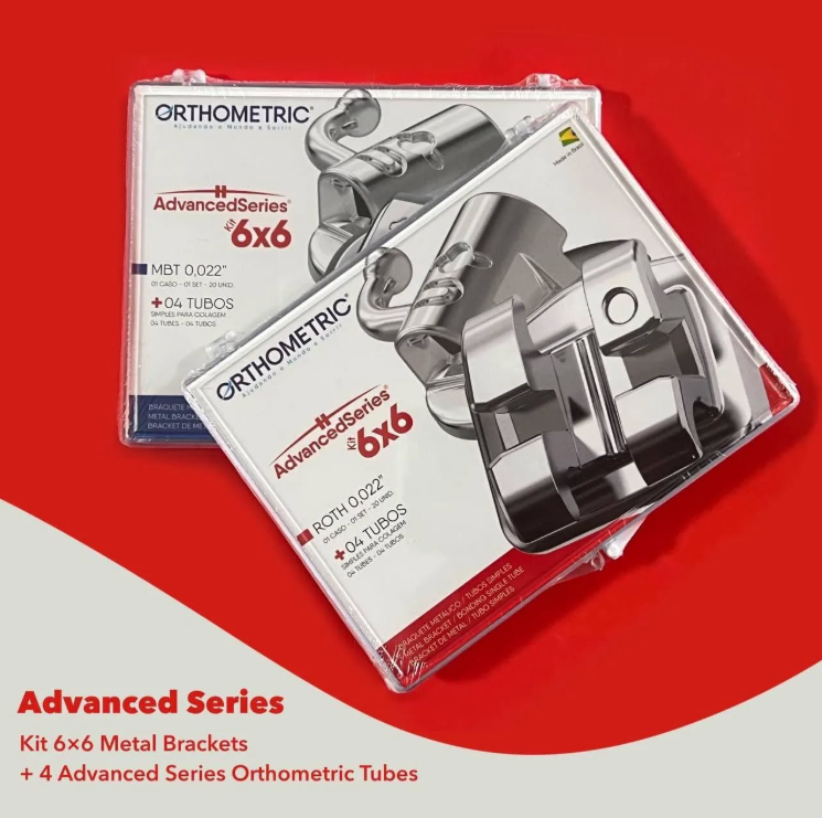 Orthometric Advance Series MIM orthodontic brackets kit 6x6 with buccal tubes MBT Roth