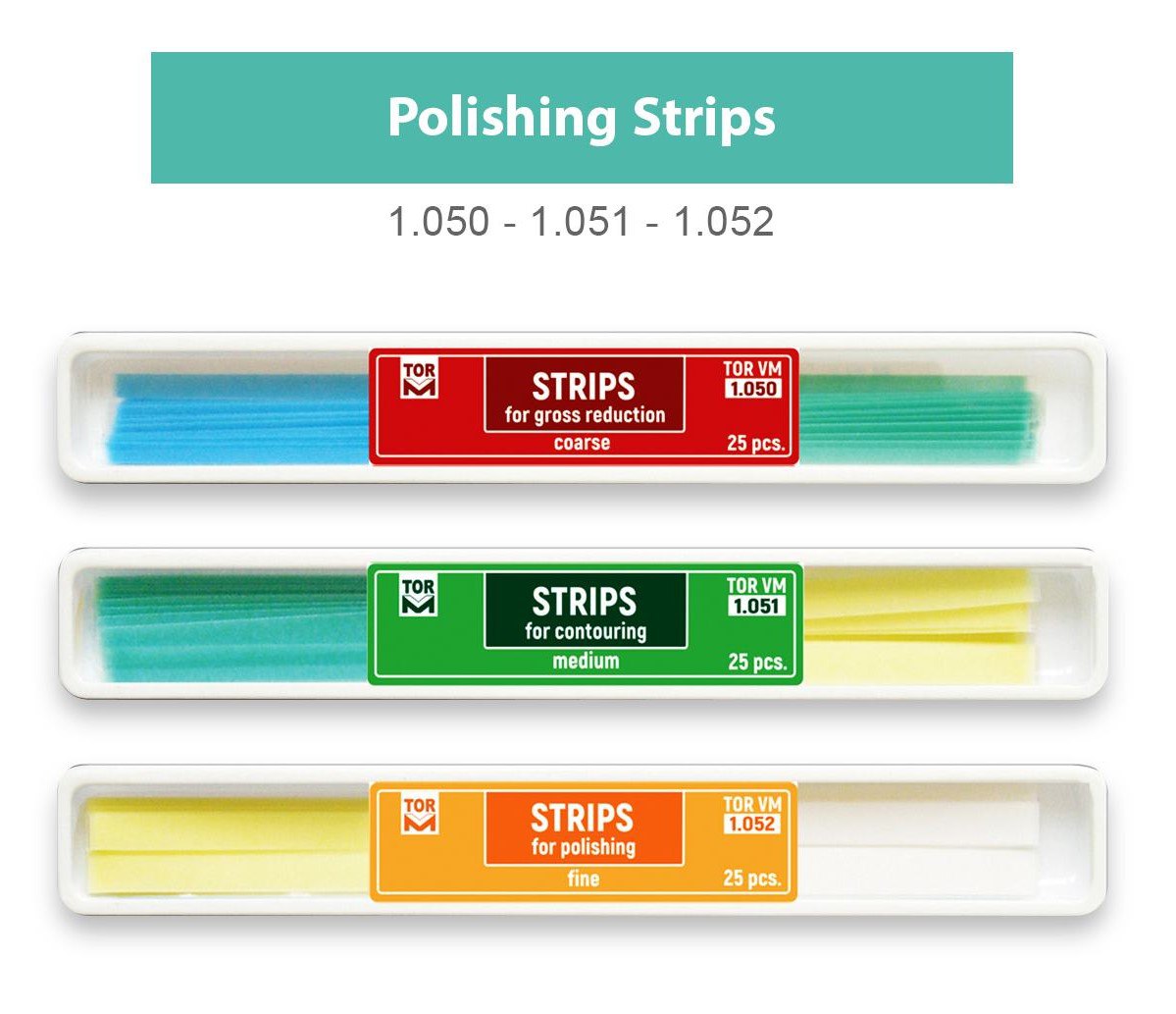 TOR-VM polishing and finishing strips 25 pieces for interproximal composite contouring and polishing