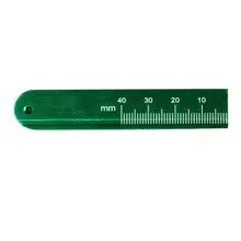 Stainless steel endodontic ruler Type A for measuring working length of endodontic files and gutta-percha points chairside.