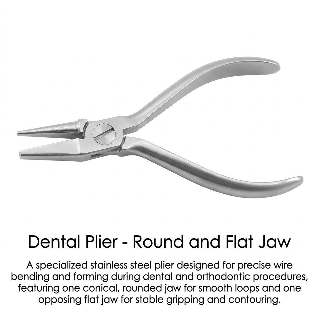 Dental plier with round and flat jaw on a white background