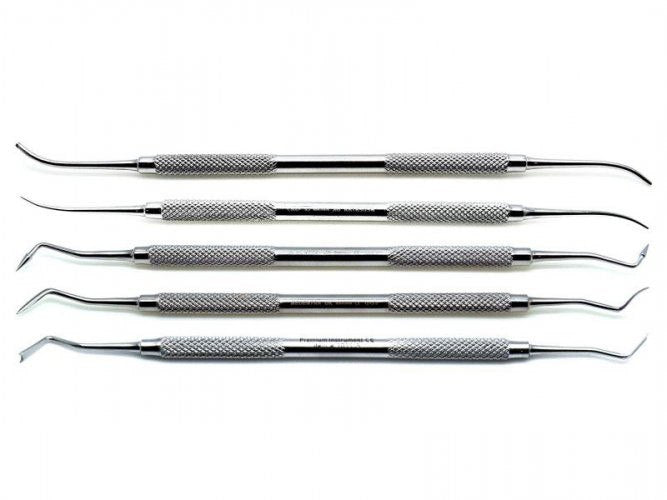 Pakistan P.K Thomas wax dropper kit 5-piece stainless steel waxing instrument set for crown bridge and inlay wax-up fabrication procedures.