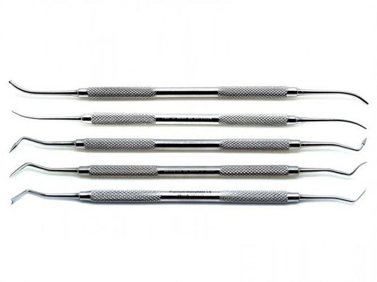 Pakistan P.K Thomas wax dropper kit 5-piece stainless steel waxing instrument set for crown bridge and inlay wax-up fabrication procedures.