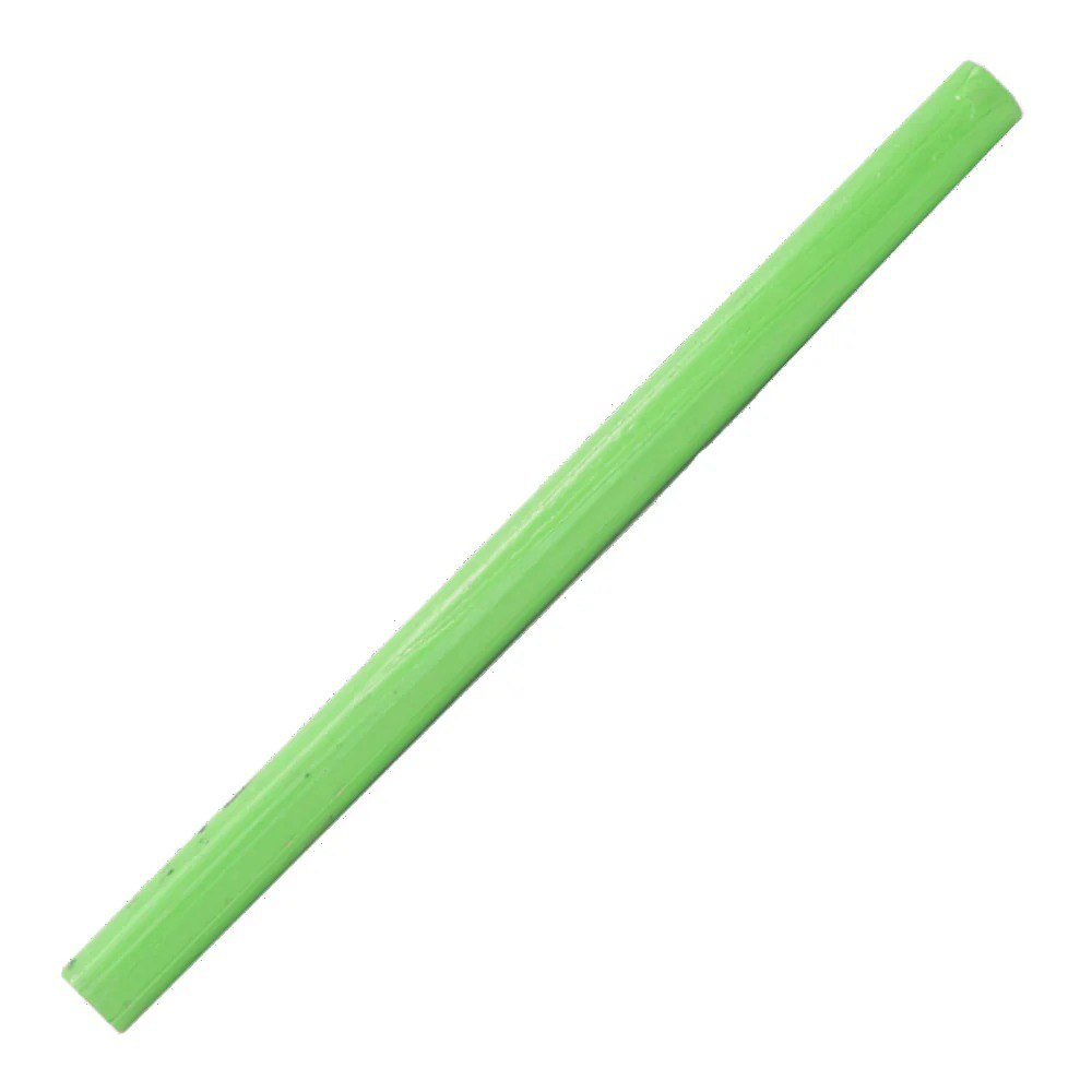 Green cylindrical object on a white background