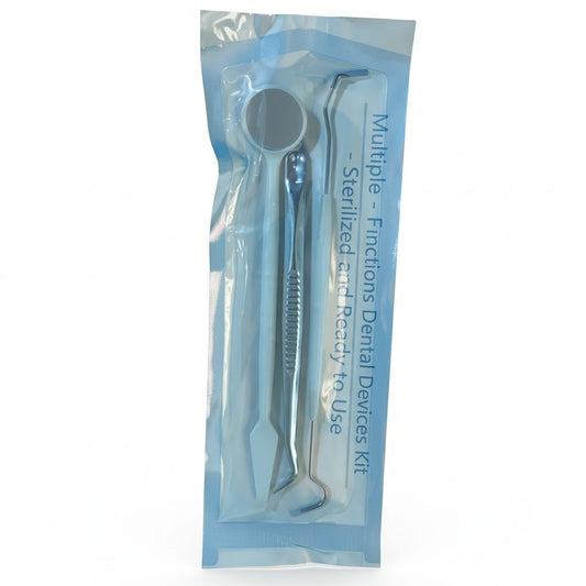 Dental diagnostic kit 3 piece stainless steel examination instrument set including mirror explorer and periodontal probe for clinical dental examination