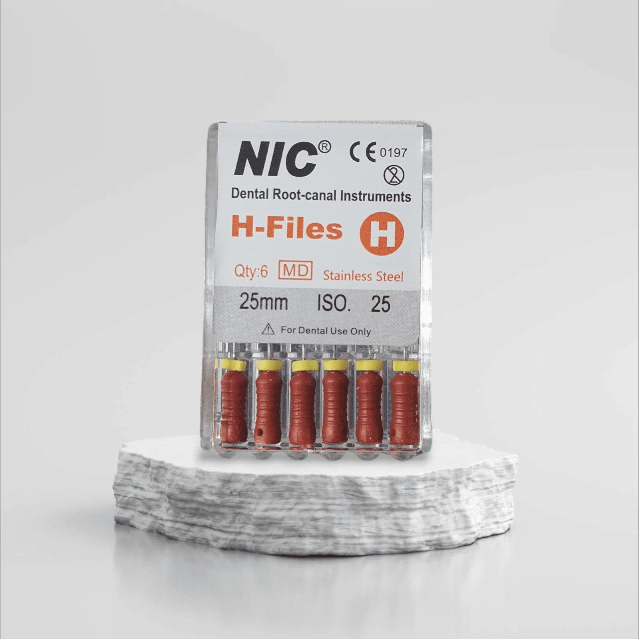 NIC manual K-file stainless steel endodontic hand file pack of 6 pieces for root canal negotiation patency establishment and manual canal preparation in endodontic procedures