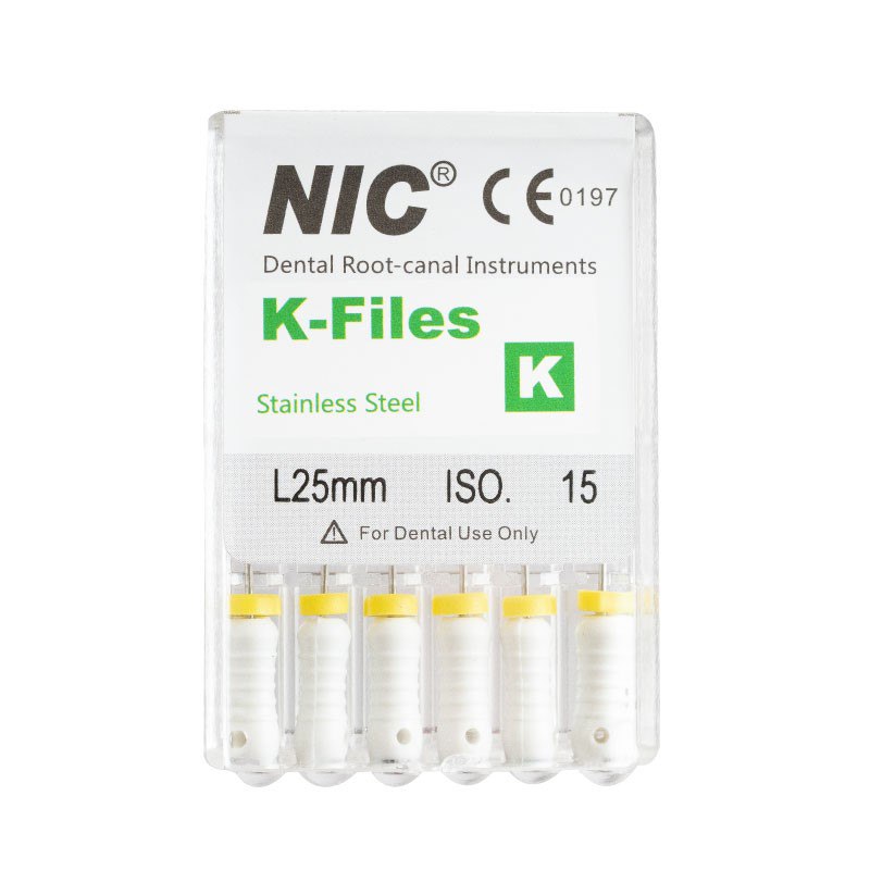 NIC K-Files dental root canal instruments packaging on a white background