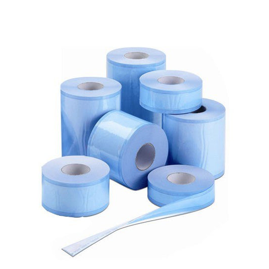Blue sterilization roll 150mm width used for dental instrument packaging.