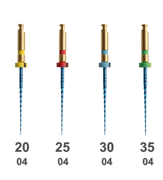 Eighteeth E-FLEX Blue rotary endodontic files, 25 mm length, .04 taper