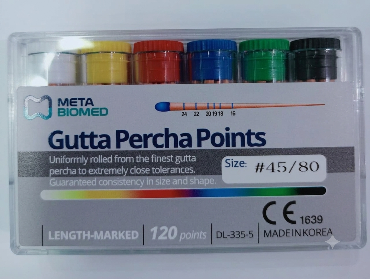 MetaBiomed Gutta Percha Points .02 Taper Assorted Sizes (60 Points)