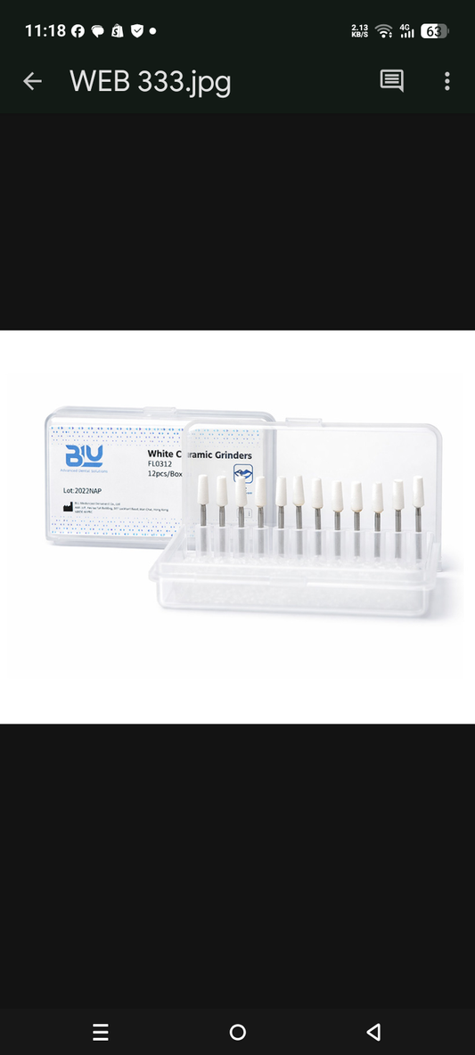 Blu White Ceramic Grinder Burs cone shape  12pccs/Box