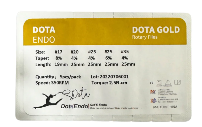 Dota Gold Assorted Rotary Endodontic Files Kit Assorted 25ml (5 Pieces)