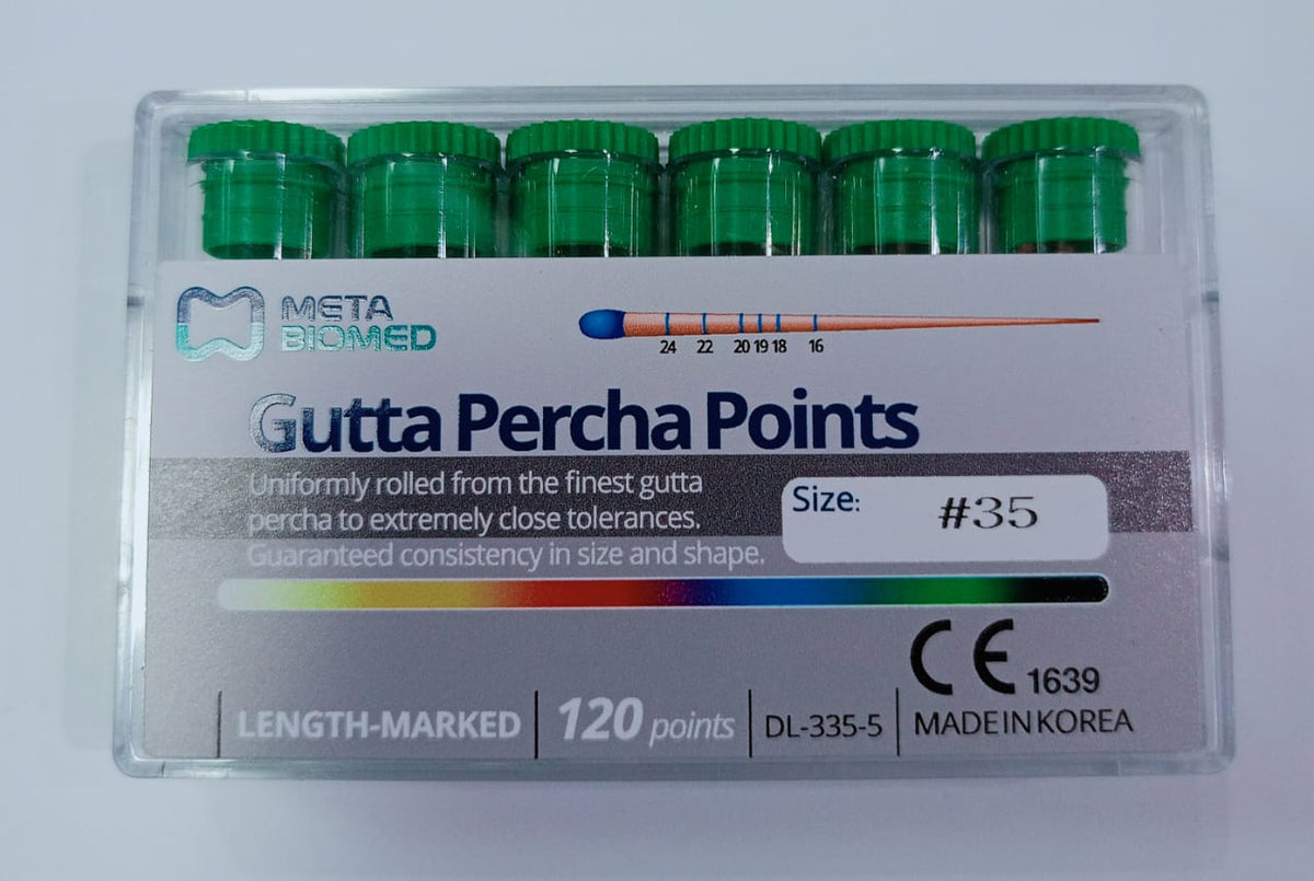 MetaBiomed Gutta Percha Points .02 Taper Assorted Sizes (60 Points)