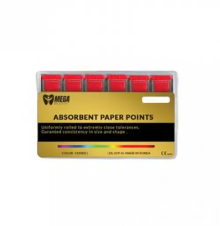 Mega absorbent paper points size 25 taper 4 percent box of 60 points for drying root canals