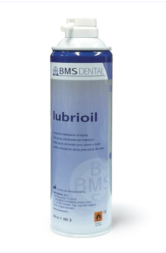 BMS Dental lubrioil bottle with pump on a white background