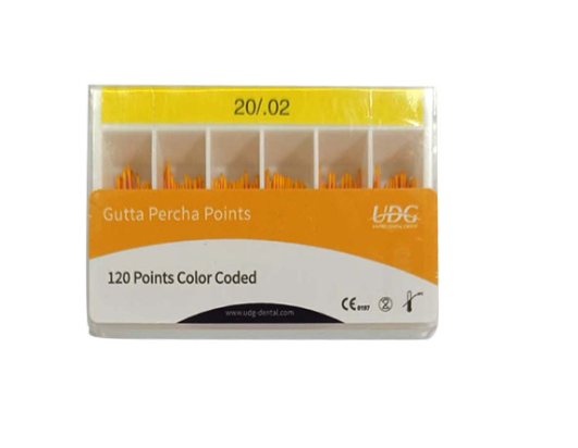 Pack of UDG Gutta Percha Points with a white background