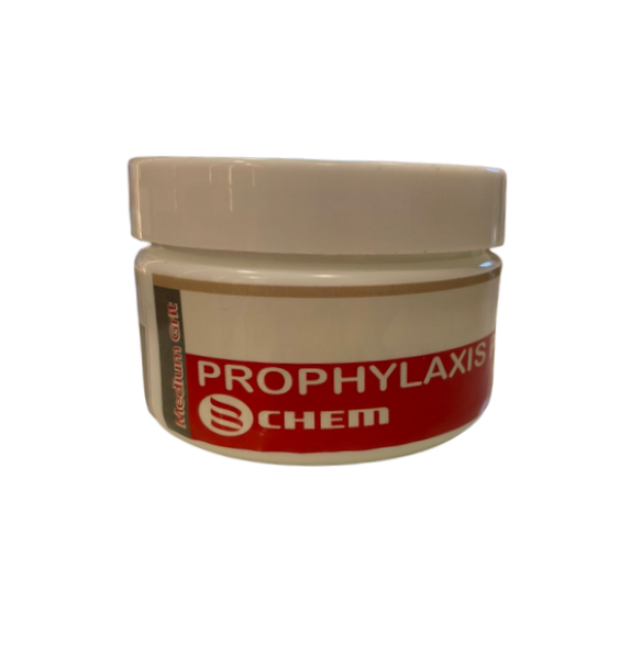 90gm container of CHEM dental polishing paste for professional restorative finishing.